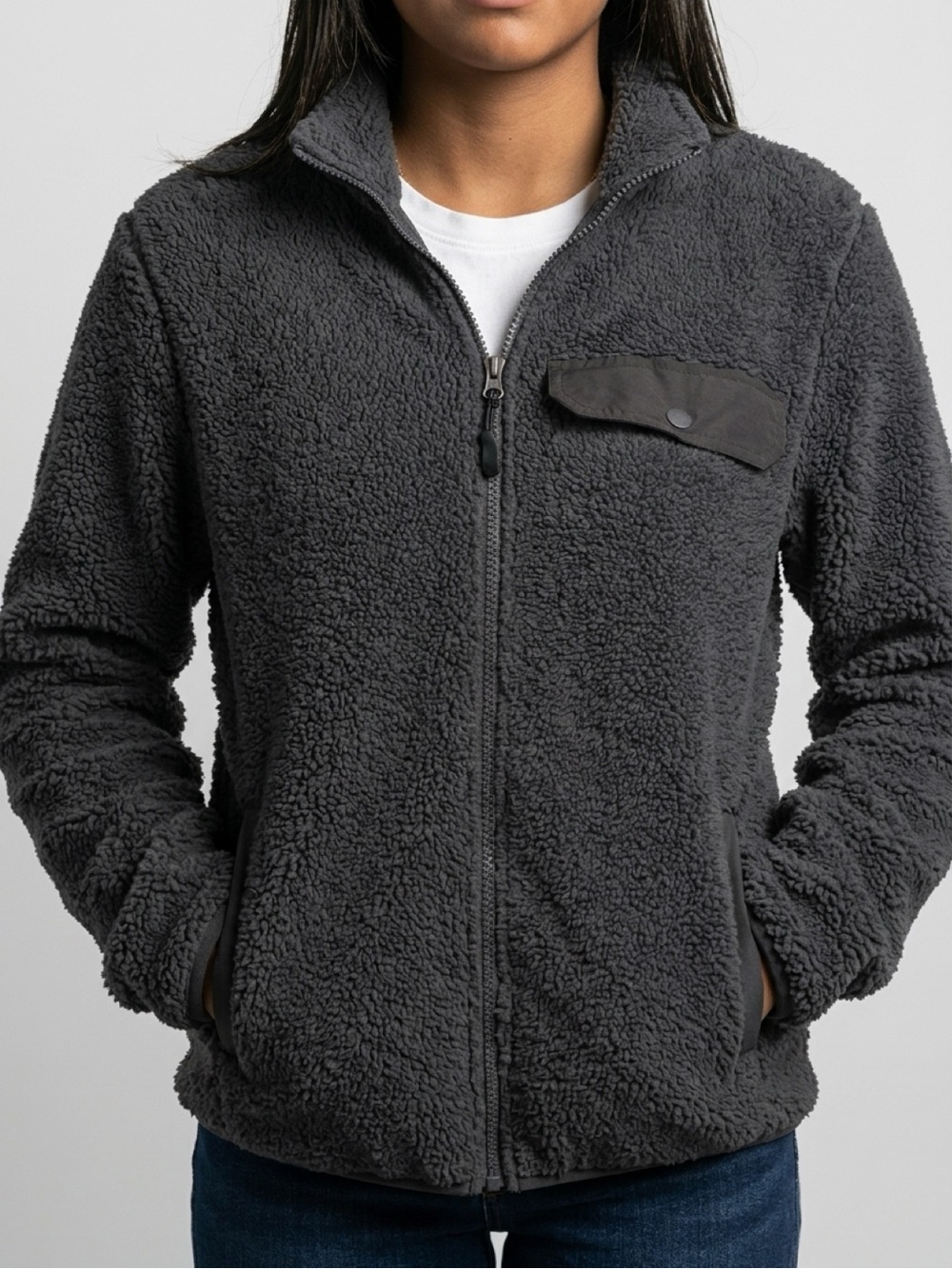 Stillwater Supply Co. Women's Charcoal Sherpa Full-Zip Jacket